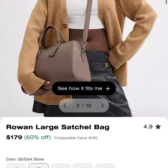 Coach Brown Leather Handbag with Keychain - Picture 2 of 5